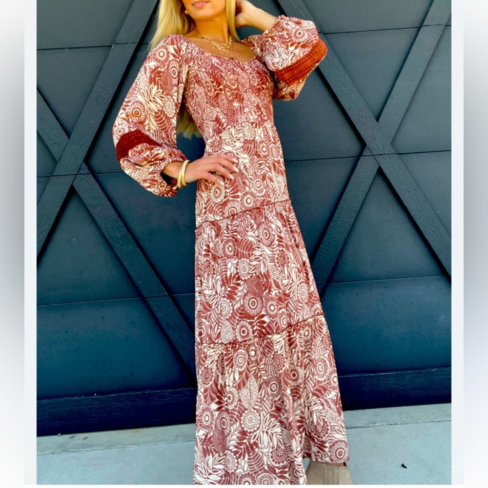 ANGIE Floral Bohemian Maxi Dress size S